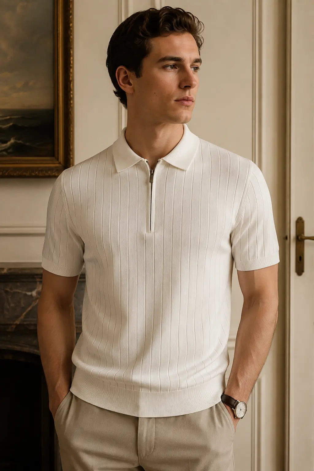 The Élan Ribbed Zip Polo
