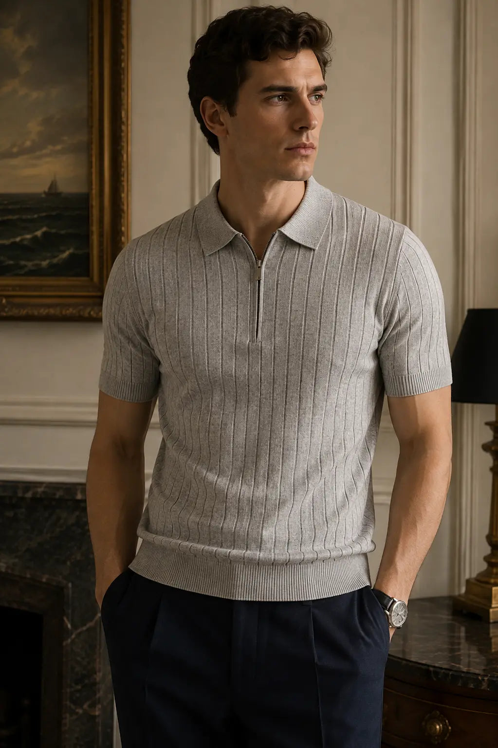 The Élan Ribbed Zip Polo